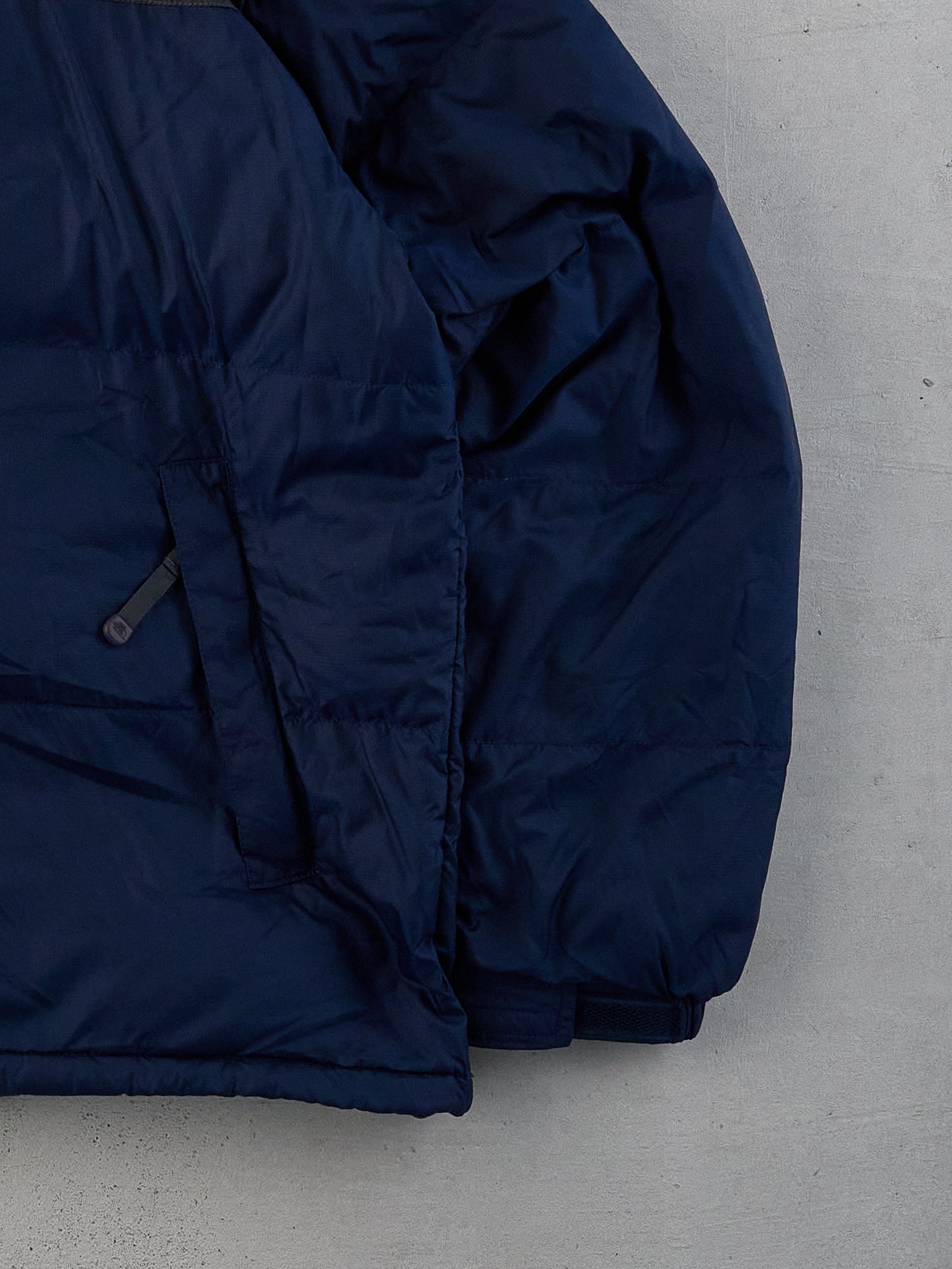 Vintage 90s Navy Blue and Black Northface Nuptse Winter Jacket (L)