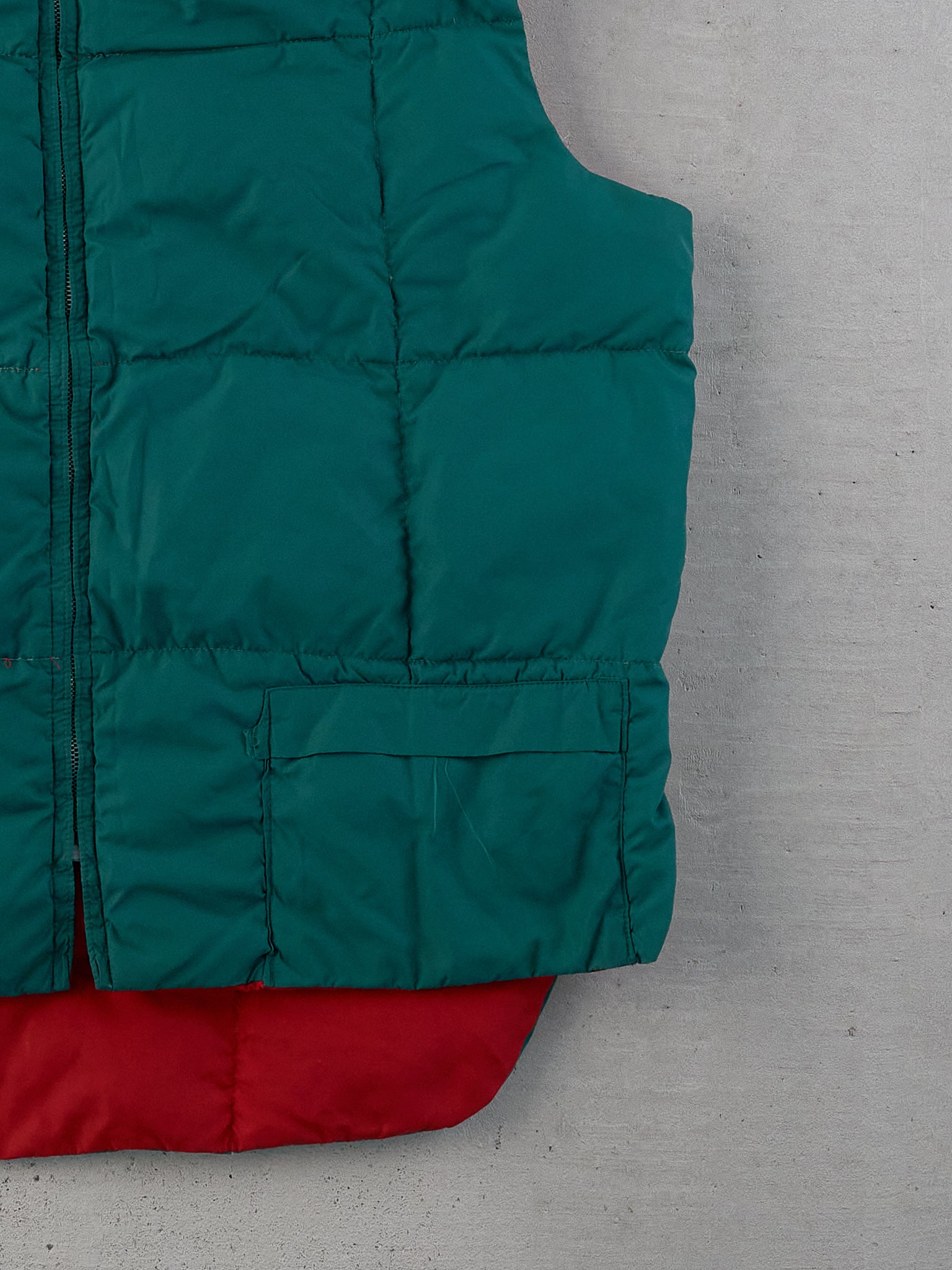 Vintage 90s Green and Red Chill Dodger Reversible Puffer Vest (L)