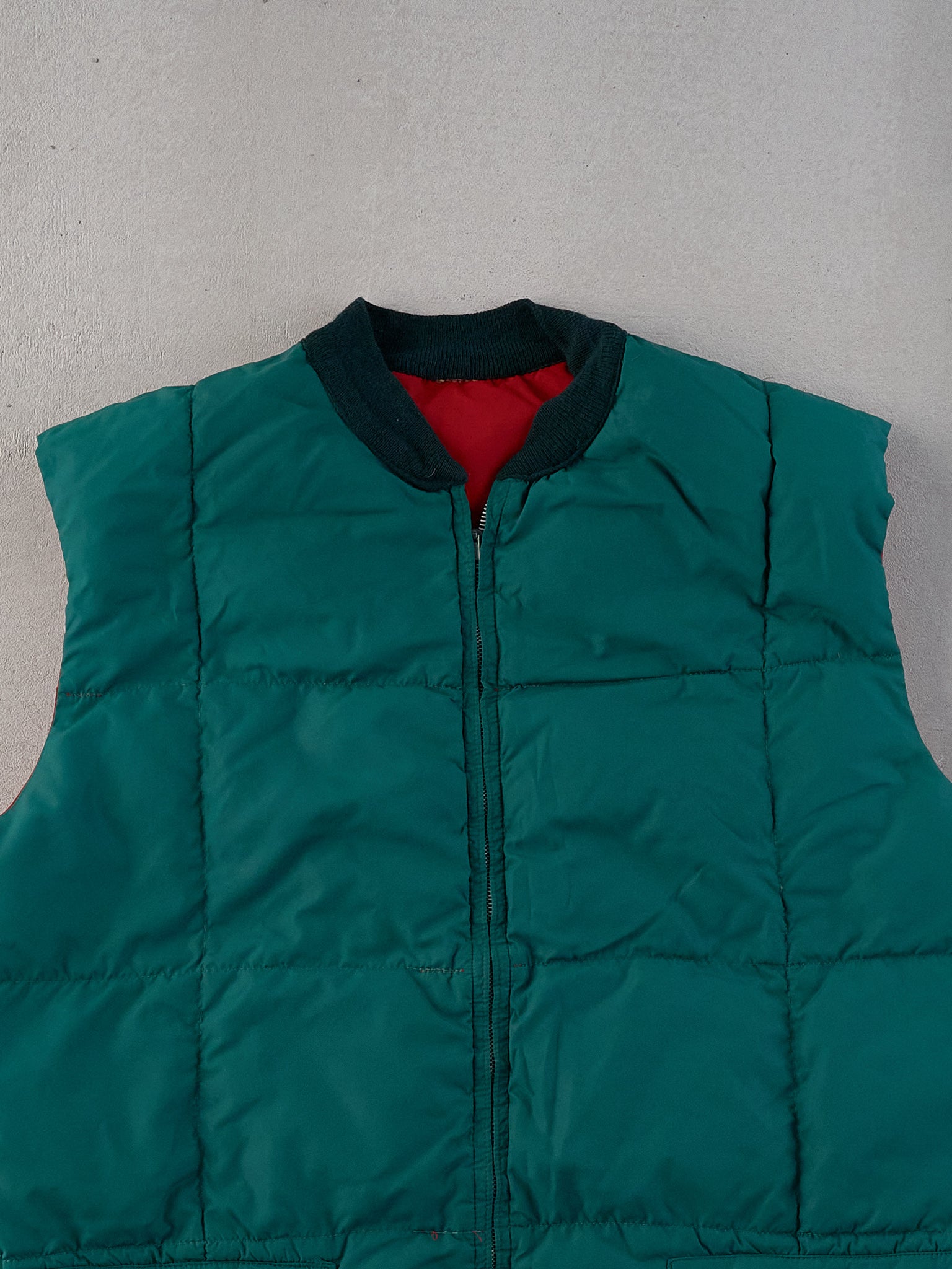 Vintage 90s Green and Red Chill Dodger Reversible Puffer Vest (L)