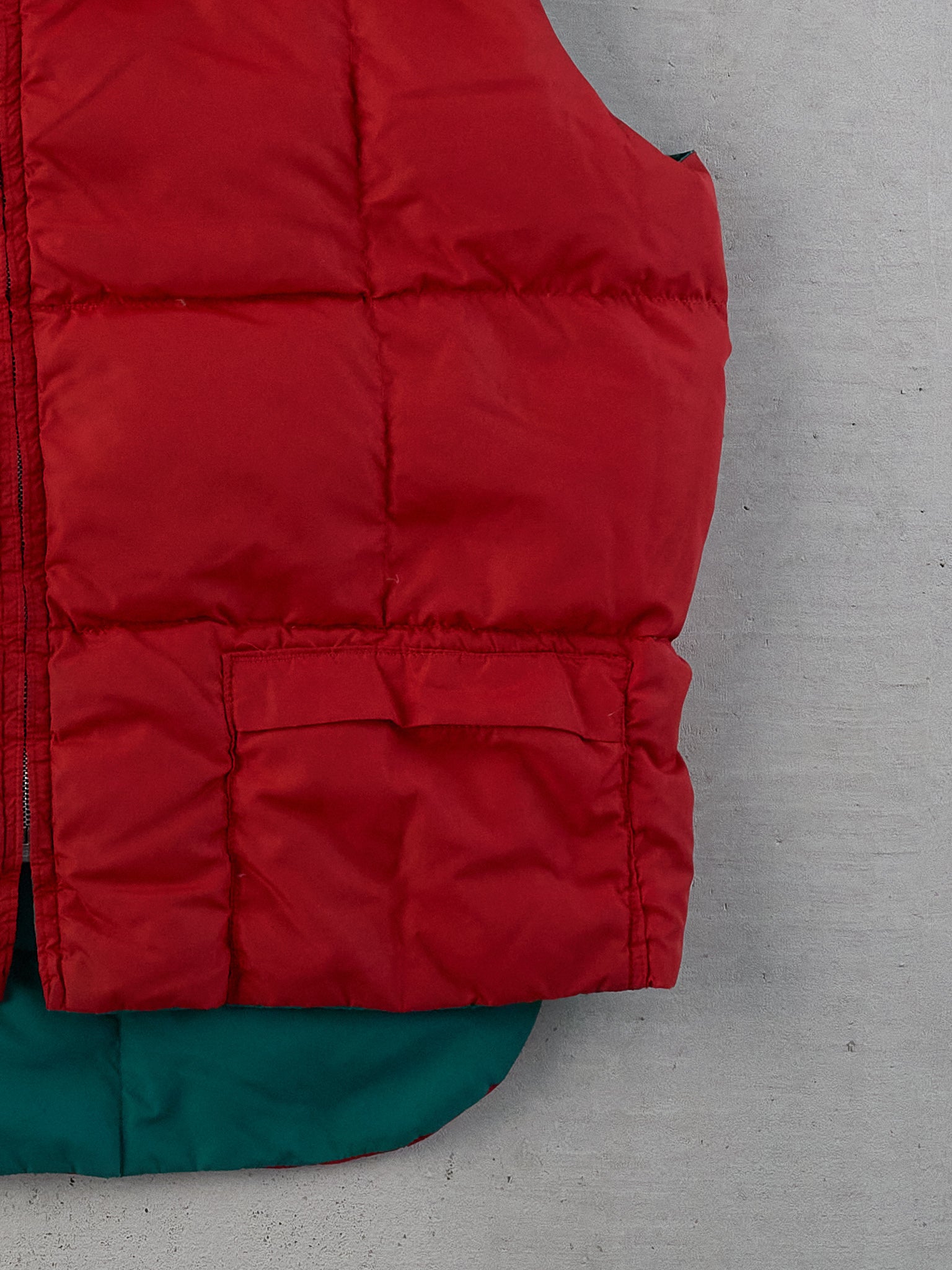 Vintage 90s Green and Red Chill Dodger Reversible Puffer Vest (L)