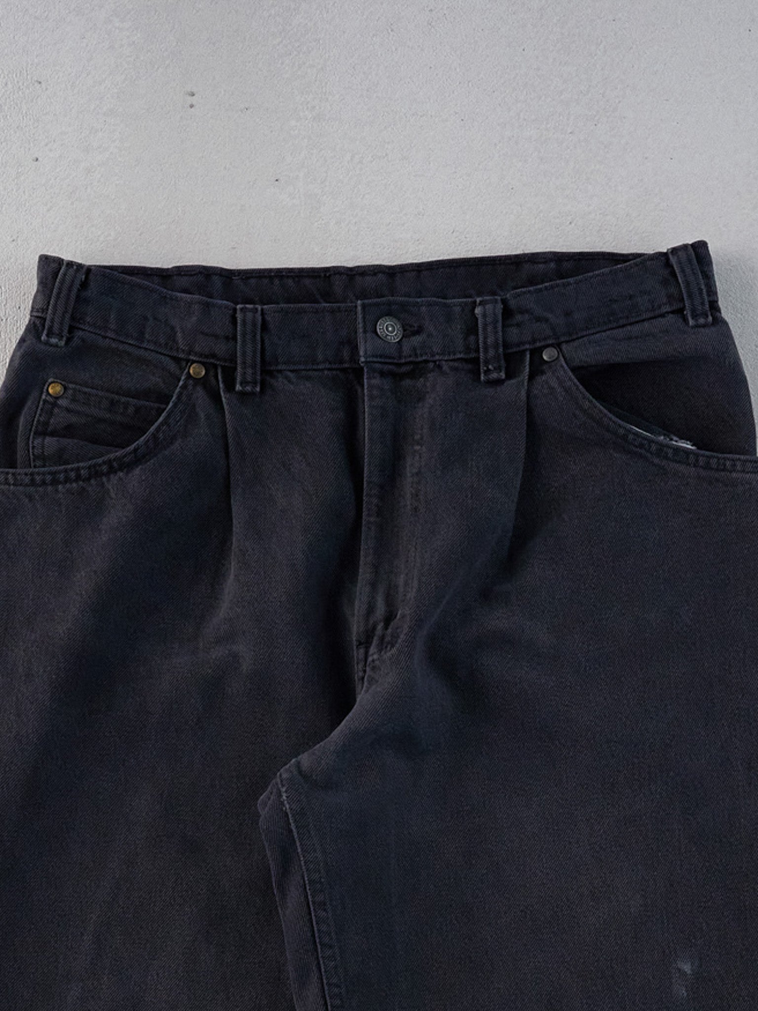 Vintage 70s Washed Black Levi's 566 Denim Jeans (33x32)