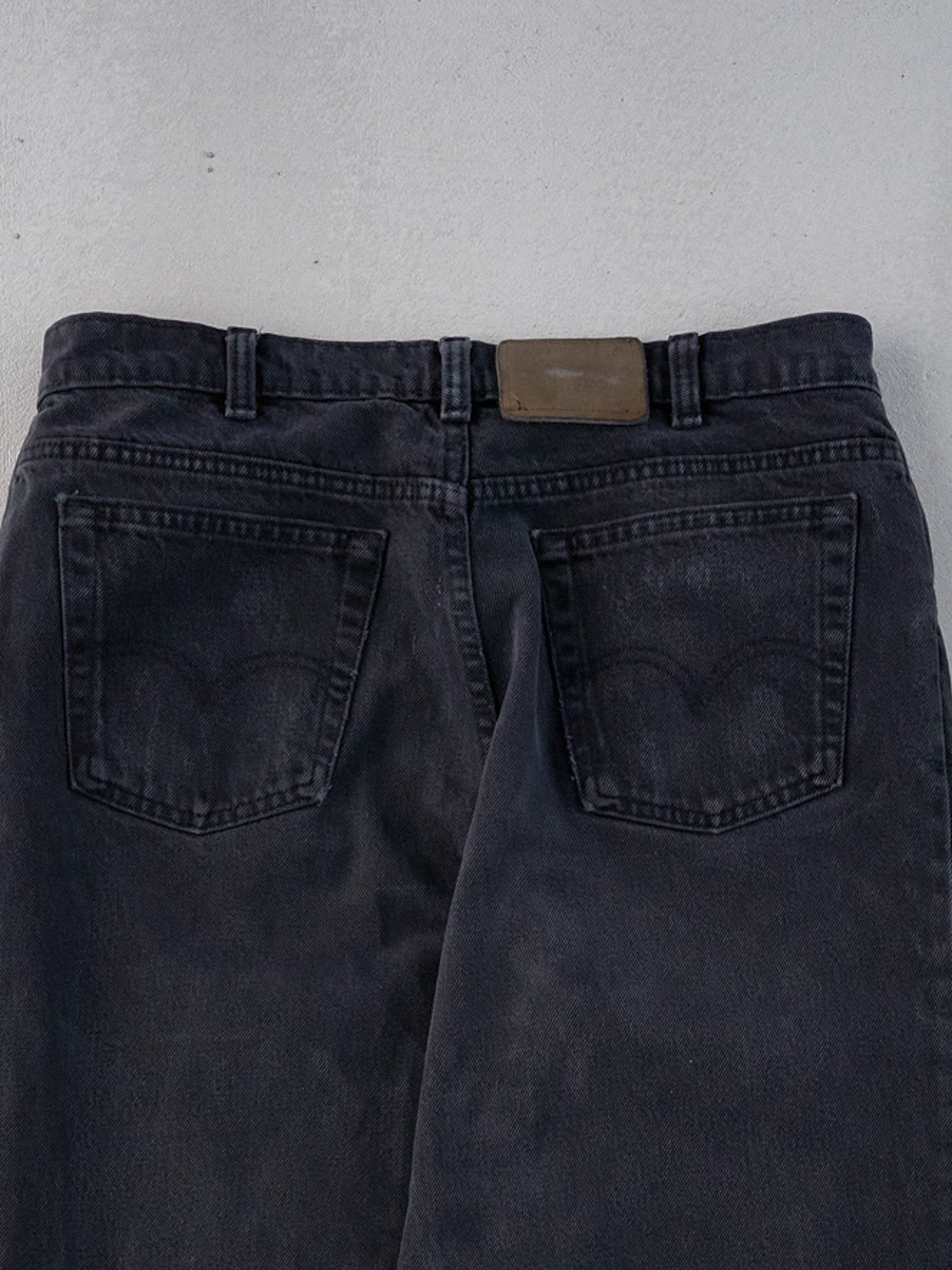 Vintage 70s Washed Black Levi's 566 Denim Jeans (33x32)