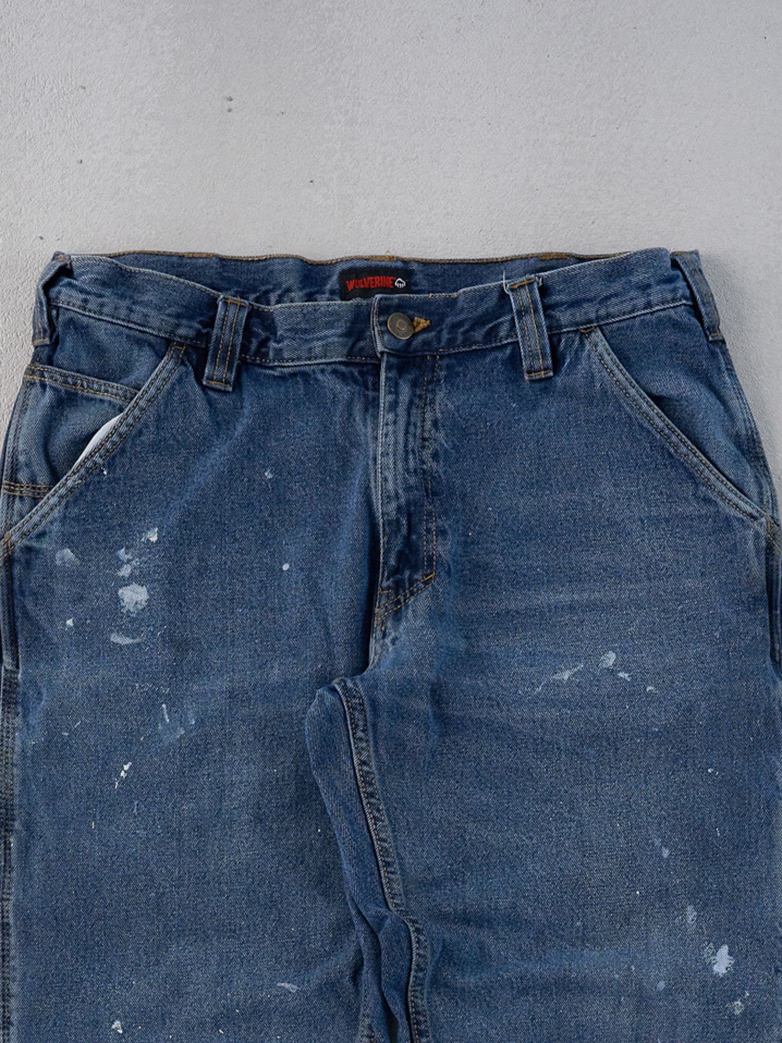 Vintage 90s Dark Blue Wolverine Workwear Carpenter Pants (34x29)