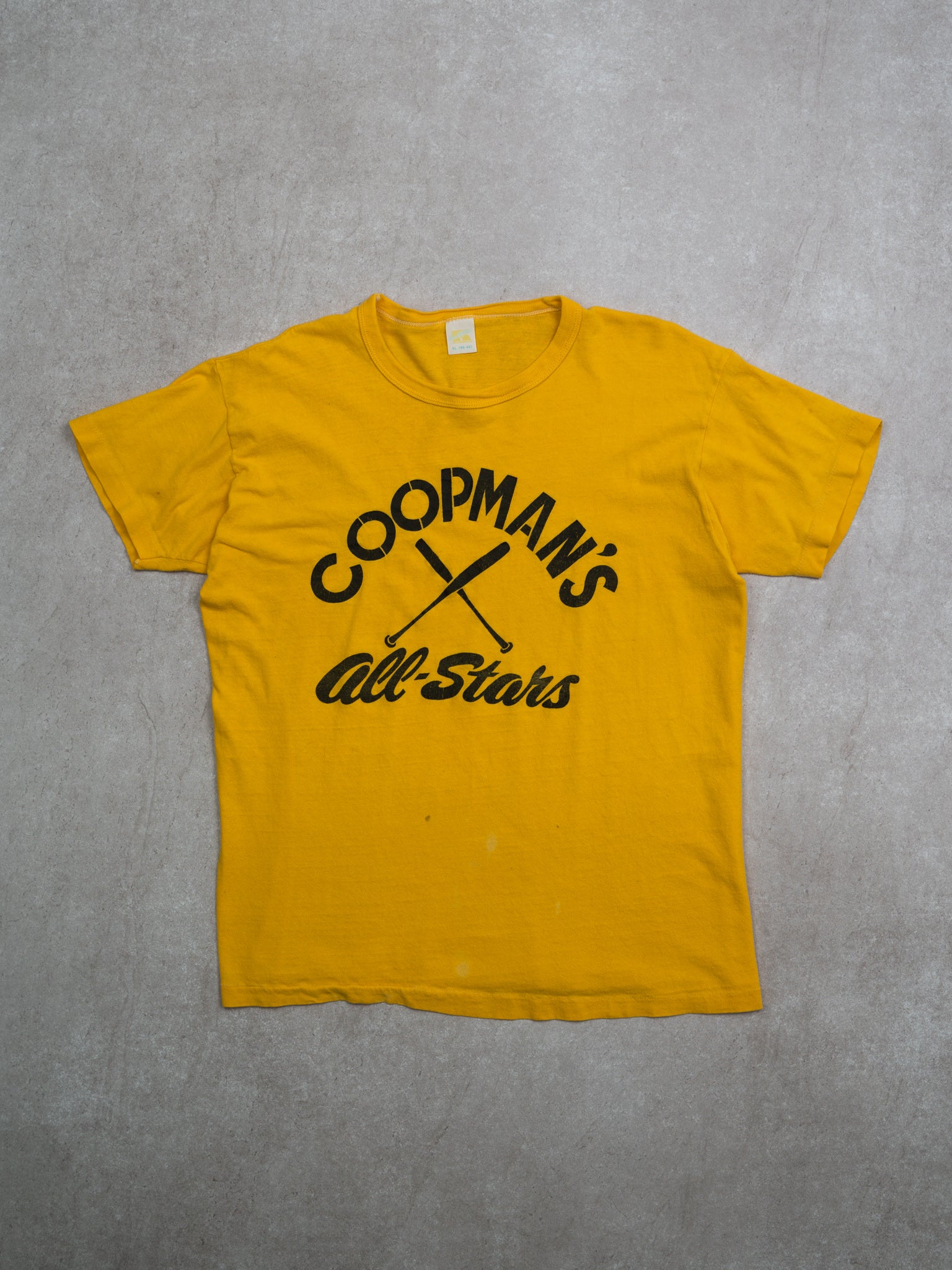 Vintage 70s Yellow Coopman's All Stars x Russell Athletics Tee (M)
