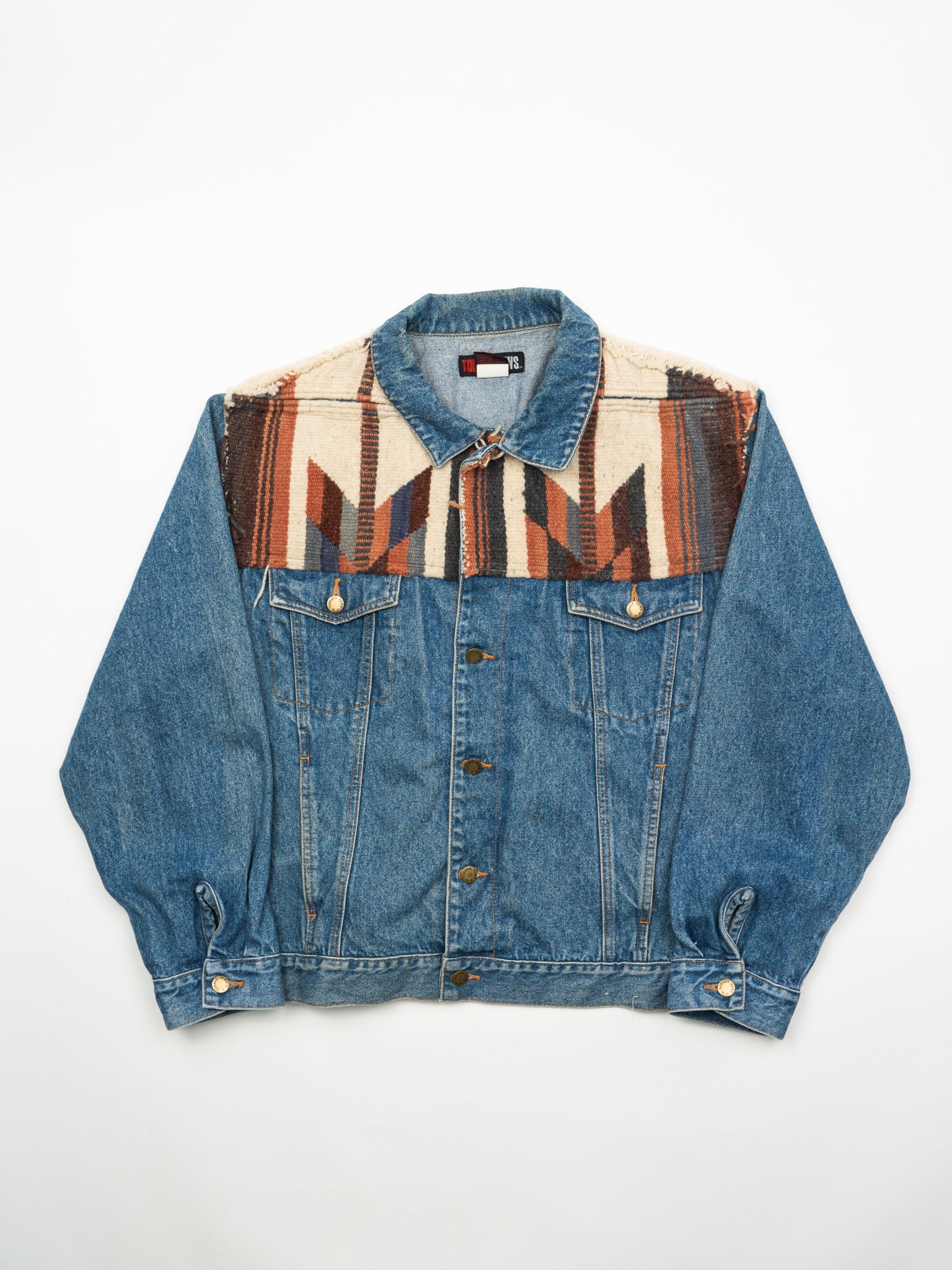 Vintage Today's News Textured Jean Jacket (L)