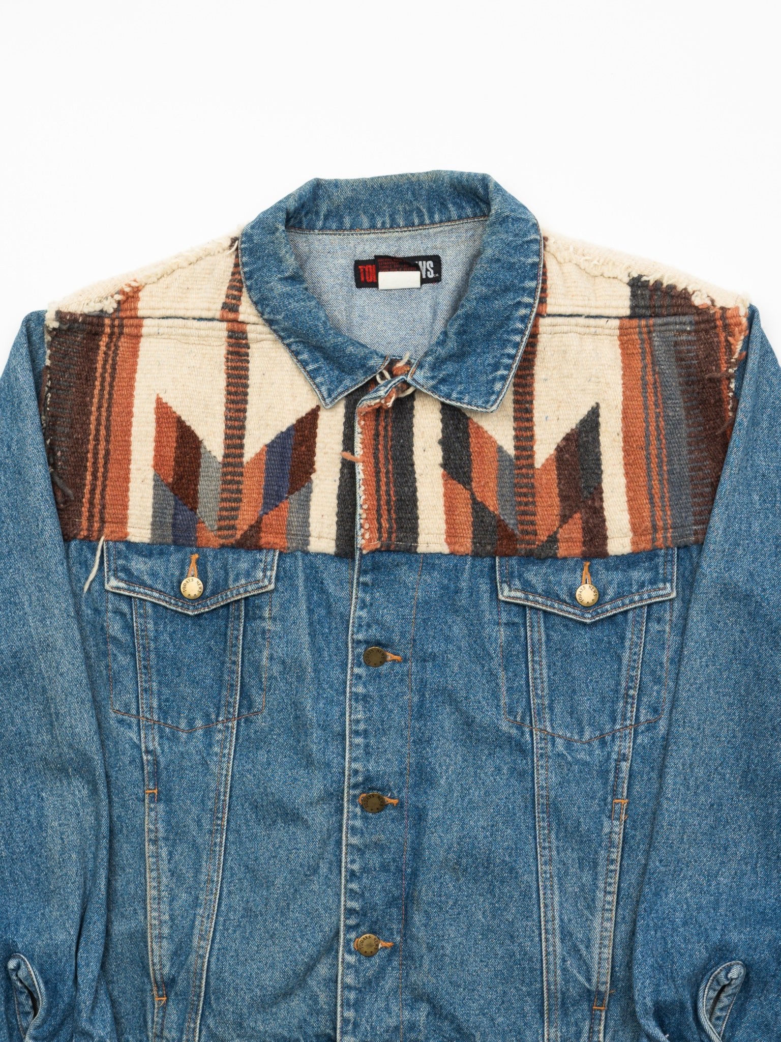 Vintage Today's News Textured Jean Jacket (L)