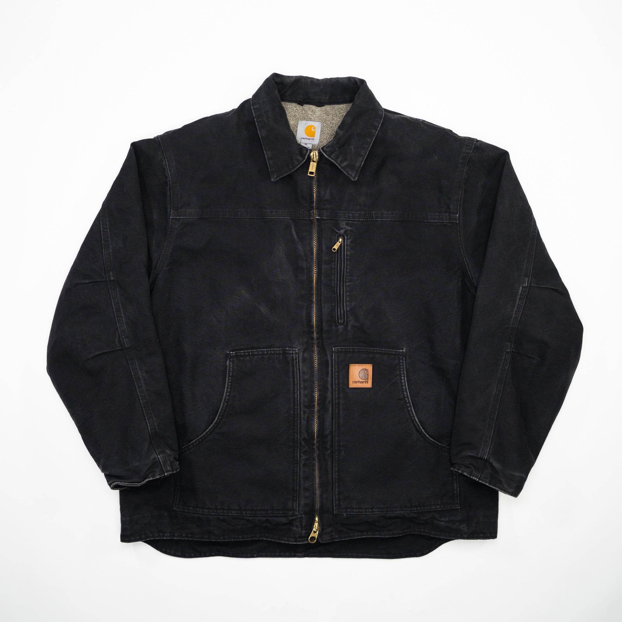 Vintage Washed Black Carhartt Insulated Collared Jacket (XL)