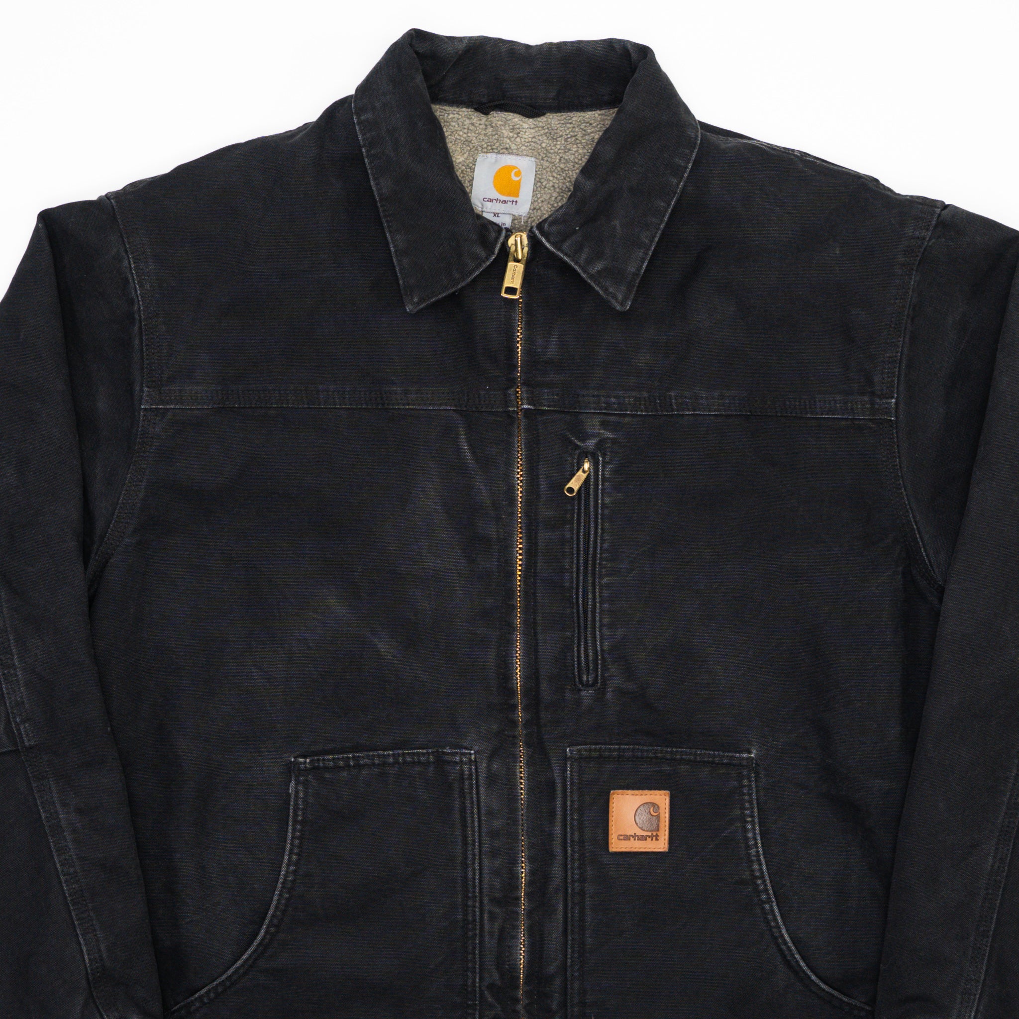 Vintage Washed Black Carhartt Insulated Collared Jacket (XL)