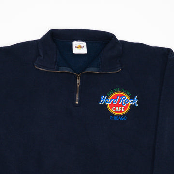 Vintage Navy Hard Rock Chicago 1/4 Zip Swewater | Rebalance Vintage.