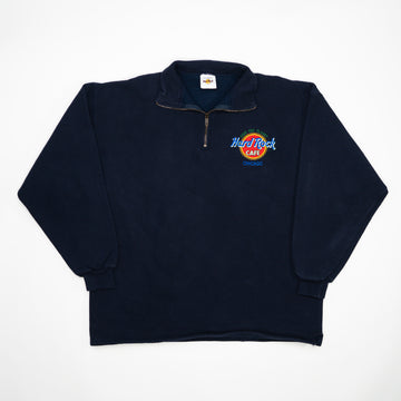 Vintage Navy Hard Rock Chicago 1/4 Zip Swewater | Rebalance Vintage.