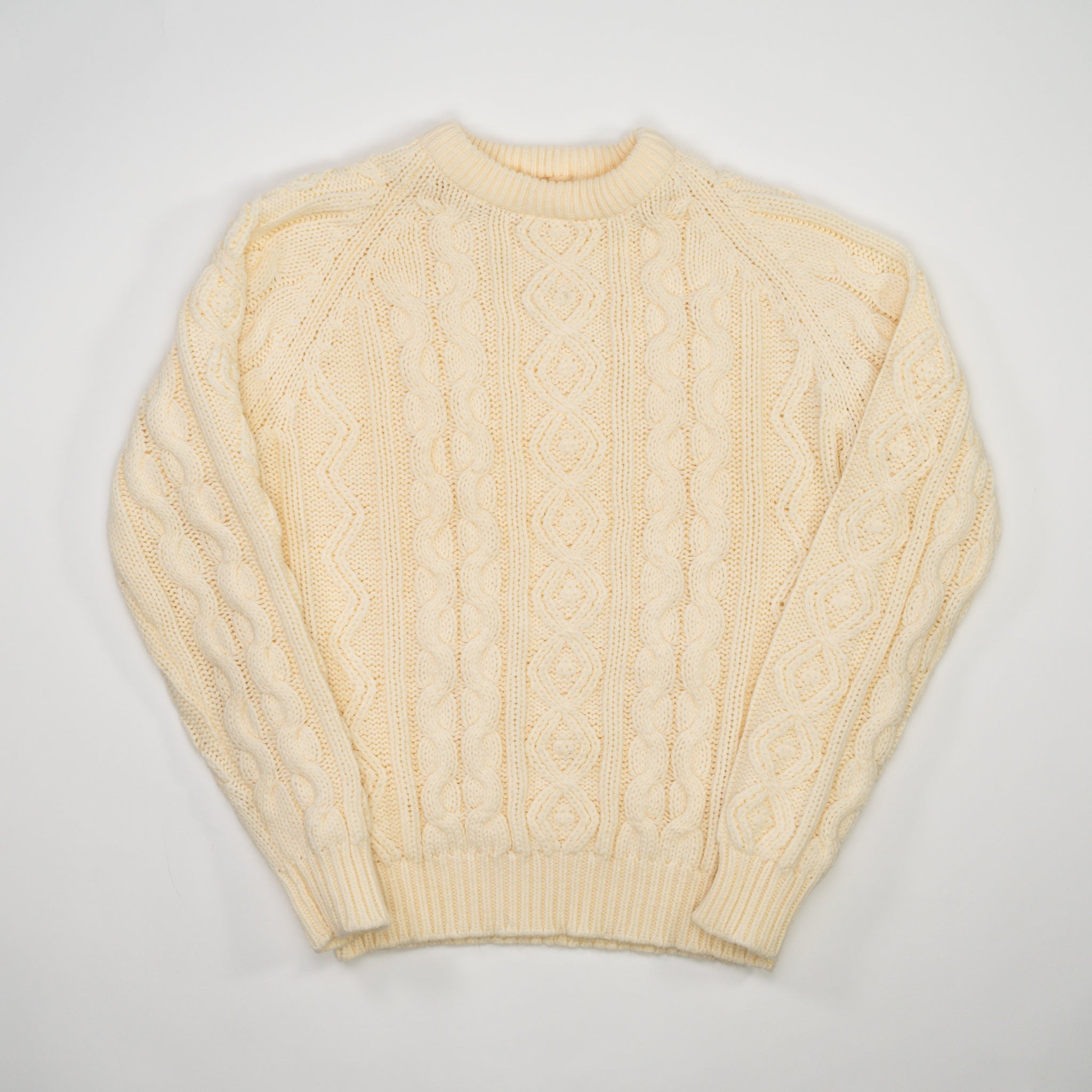 Vintage 80s Light Yellow King Road Shop Knit Sweater (S/M)