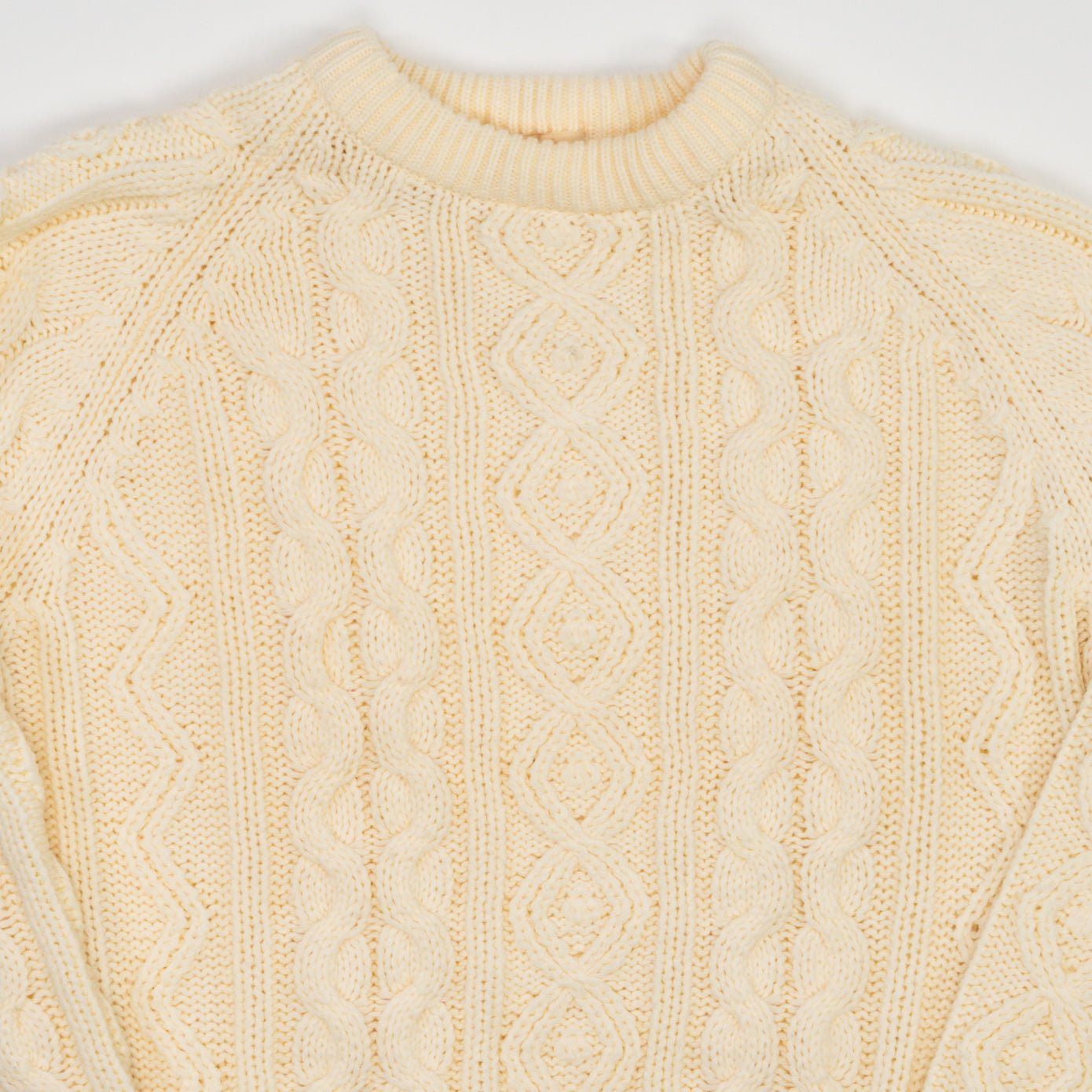 Vintage 80s Light Yellow King Road Shop Knit Sweater (S/M)