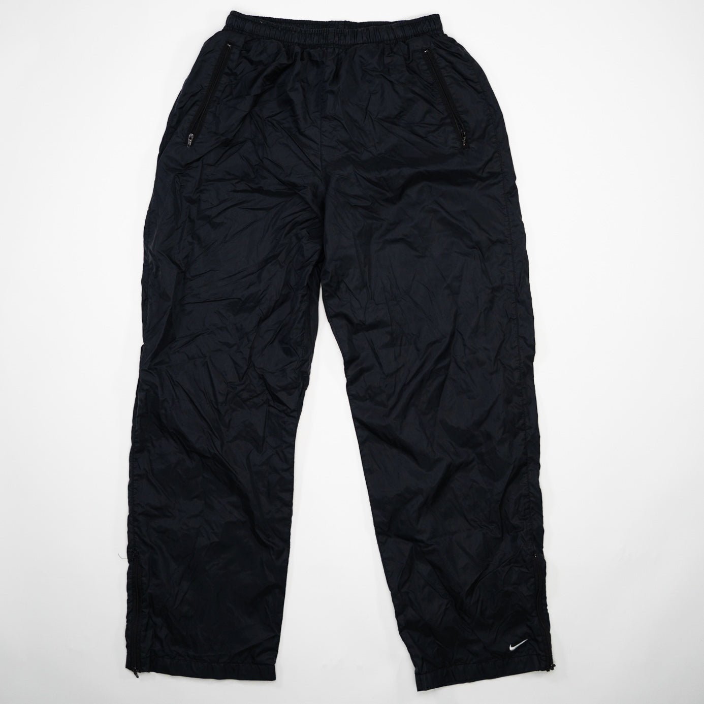 Vintage Black Nike Windbreaker Pants w/ Zippers (M)