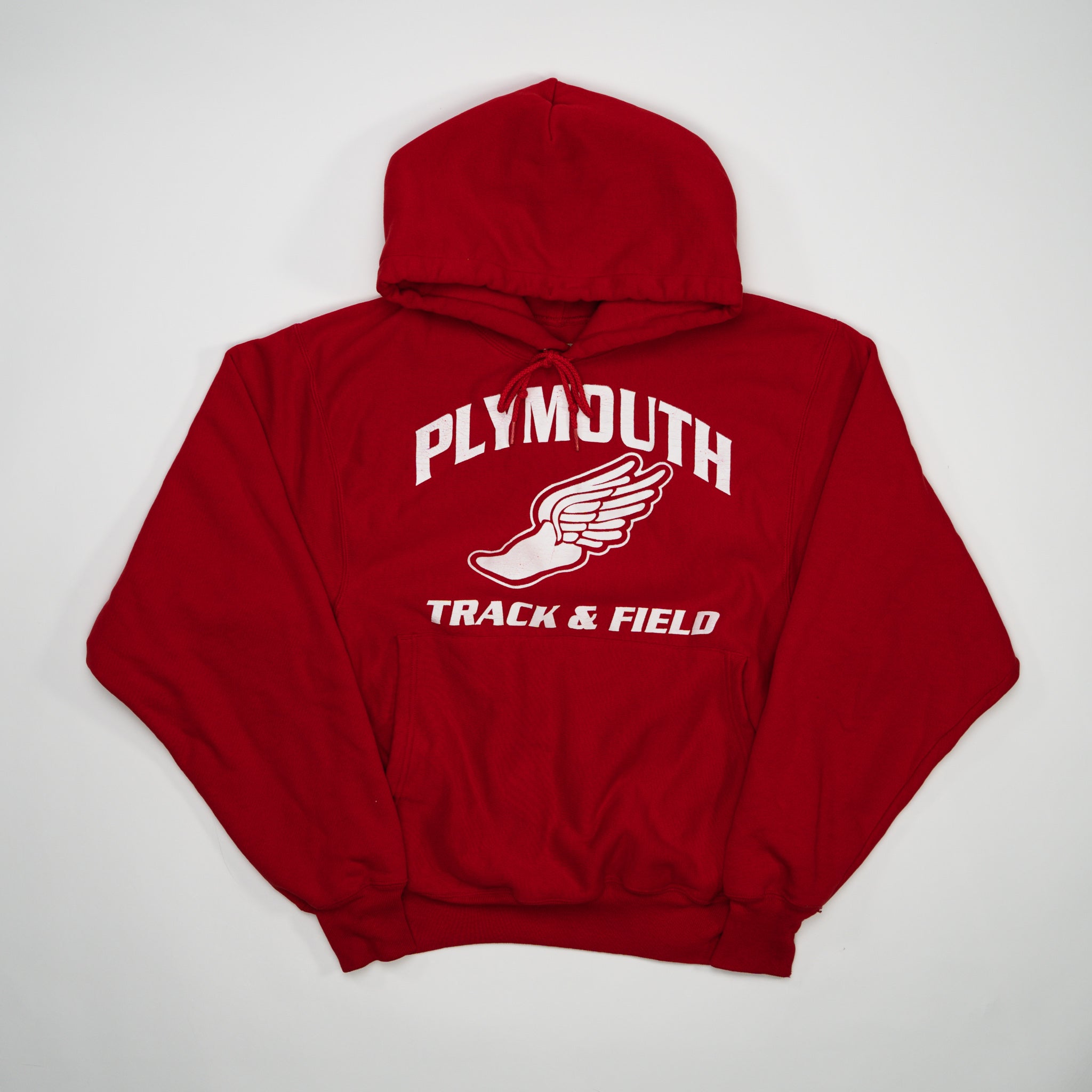 Vintage Red Plymouth Track & Field Champion Hoodie | Rebalance Vintage.