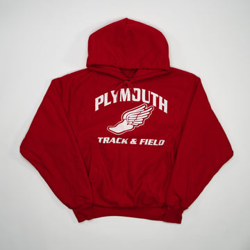 Vintage Red Plymouth Track & Field Champion Hoodie | Rebalance Vintage.
