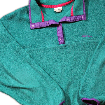 Vintage 80s/90s Turquoise LL Bean 1/4 Button Fleece | Rebalance Vintage.