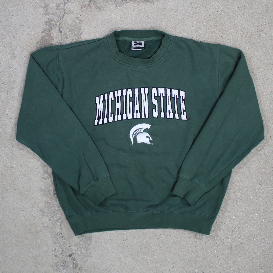 Vintage 90s Green Michigan State Spartans Crewneck | Rebalance Vintage.