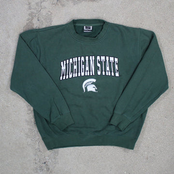 Vintage 90s Green Michigan State Spartans Crewneck | Rebalance Vintage.