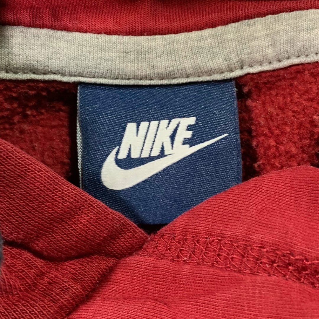 Vintage Maroon Nike Big Swoosh Hoodie | Rebalance Vintage.