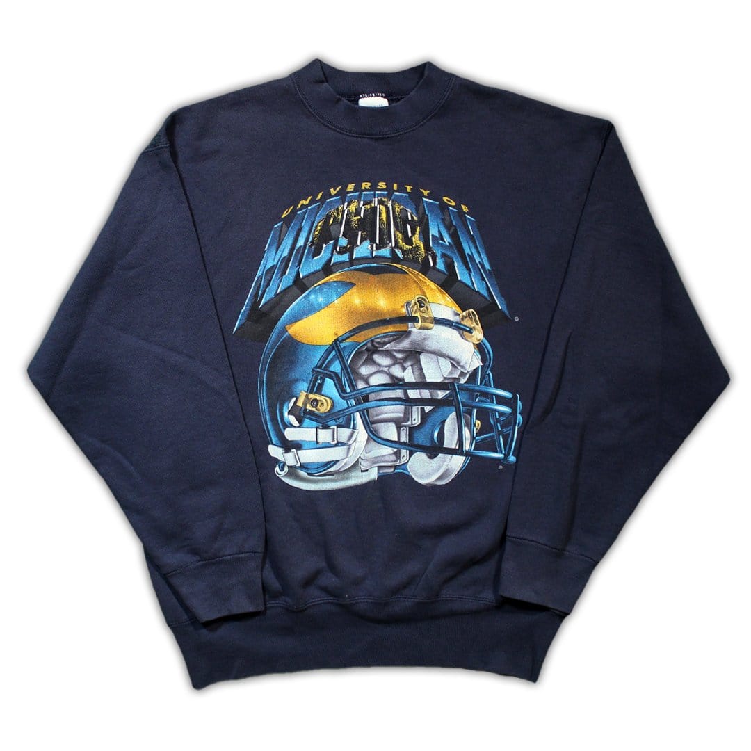 Vintage University of Michigan Football Helmet Graphic Crewneck | Rebalance Vintage.