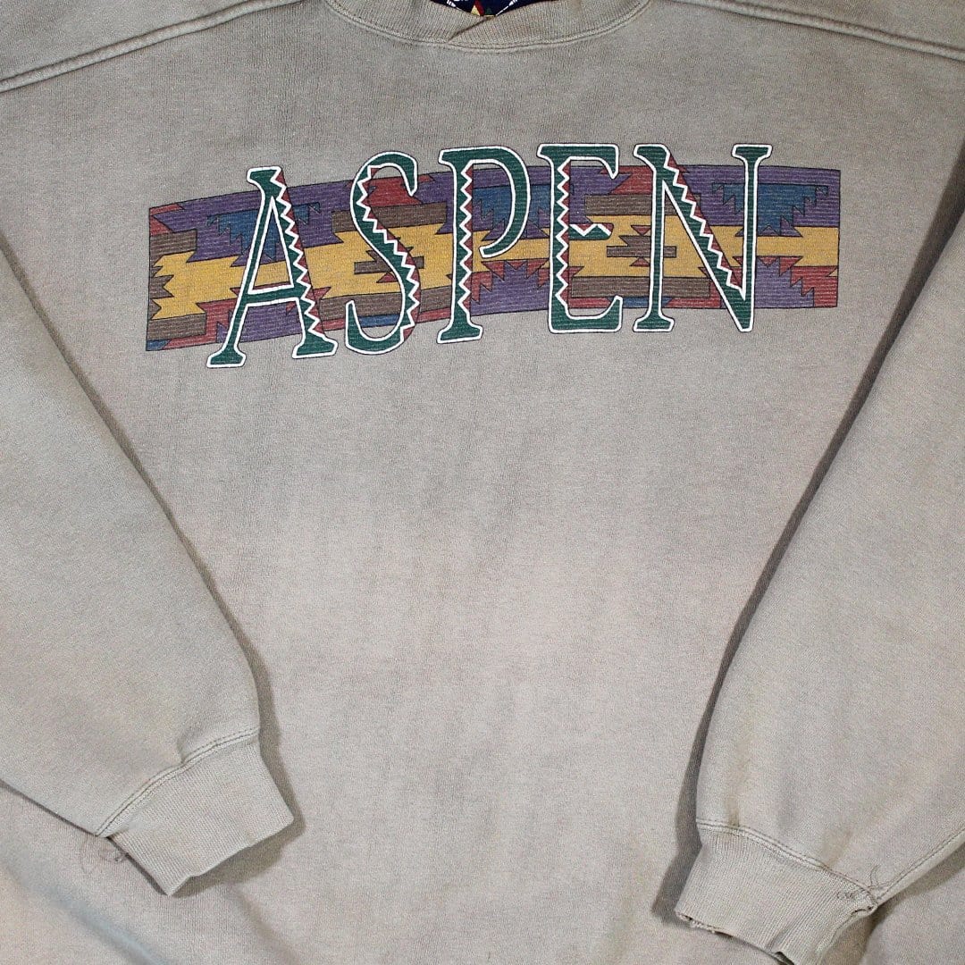 Vintage Beige Aspen Spell Out Crewneck | Rebalance Vintage.