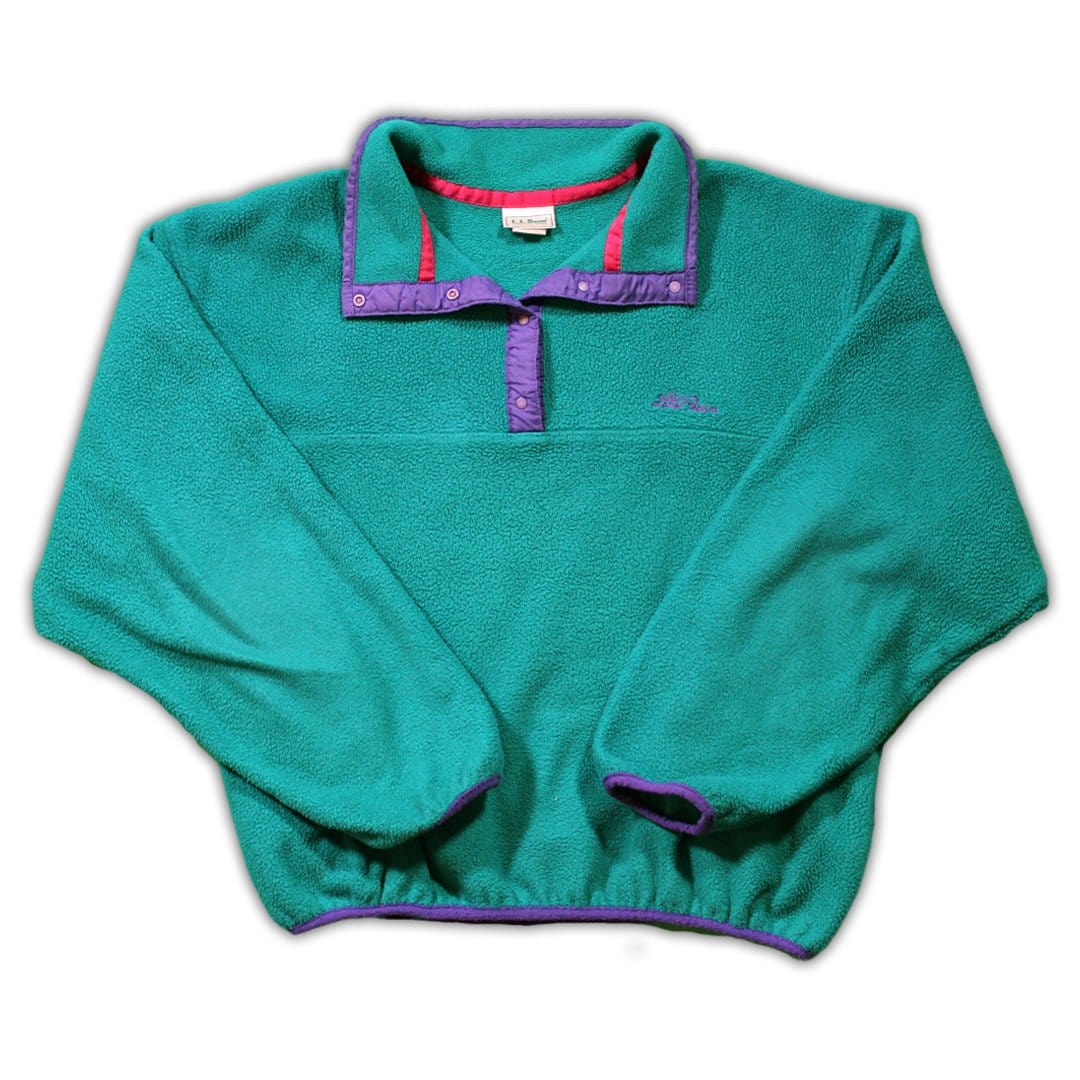 Vintage 80s/90s Turquoise LL Bean 1/4 Button Fleece | Rebalance Vintage.