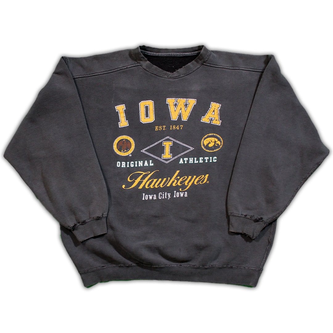 Vintage Black Iowa Hawkeyes Crewneck | Rebalance Vintage.