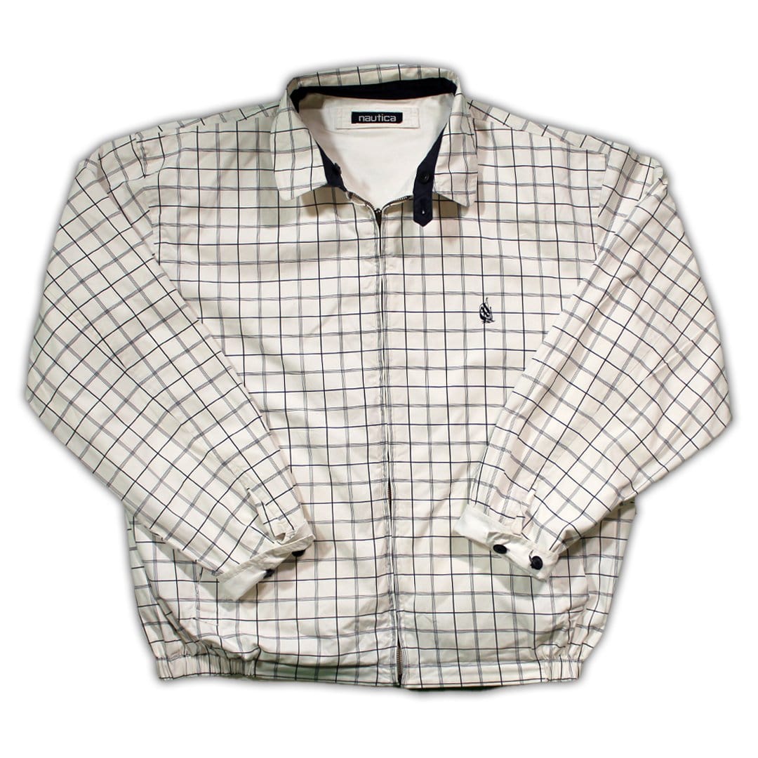 Vintage Nautica White + Blue checkered Reversible Jacket | Rebalance Vintage.