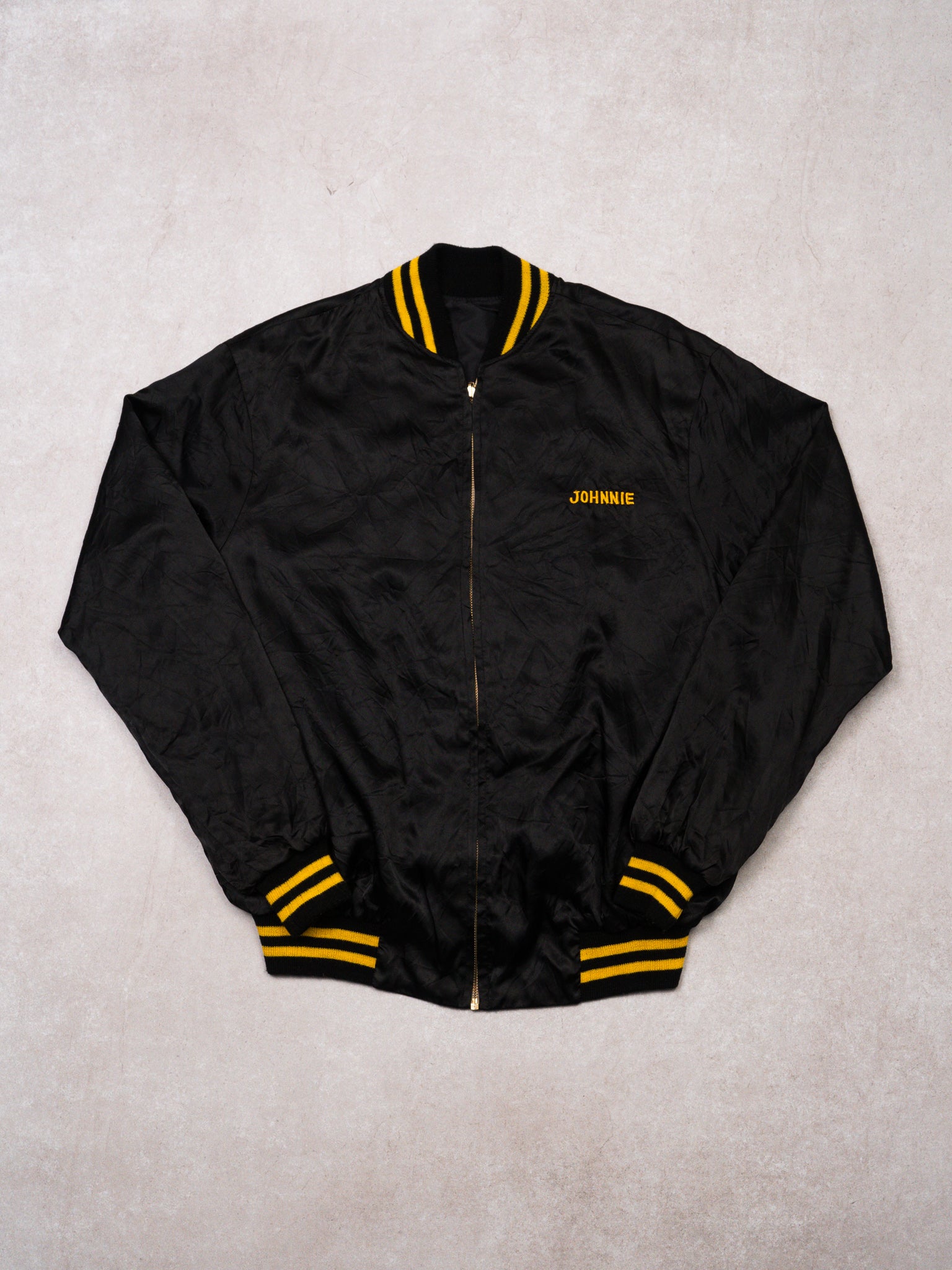Vintage 80s Black USS Juneau LPD-10 Satin Bomber Jacket (M/L)