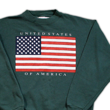 Vintage Forest Green United States of America Crewneck | Rebalance Vintage.