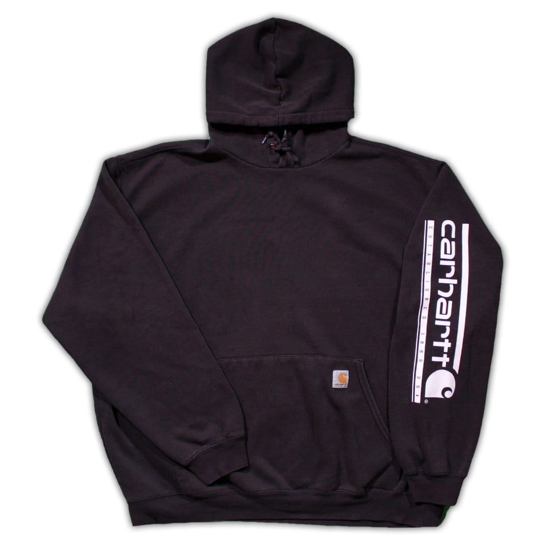Vintage Y2K Black Carhartt Spell Out Hoodie | Rebalance Vintage.