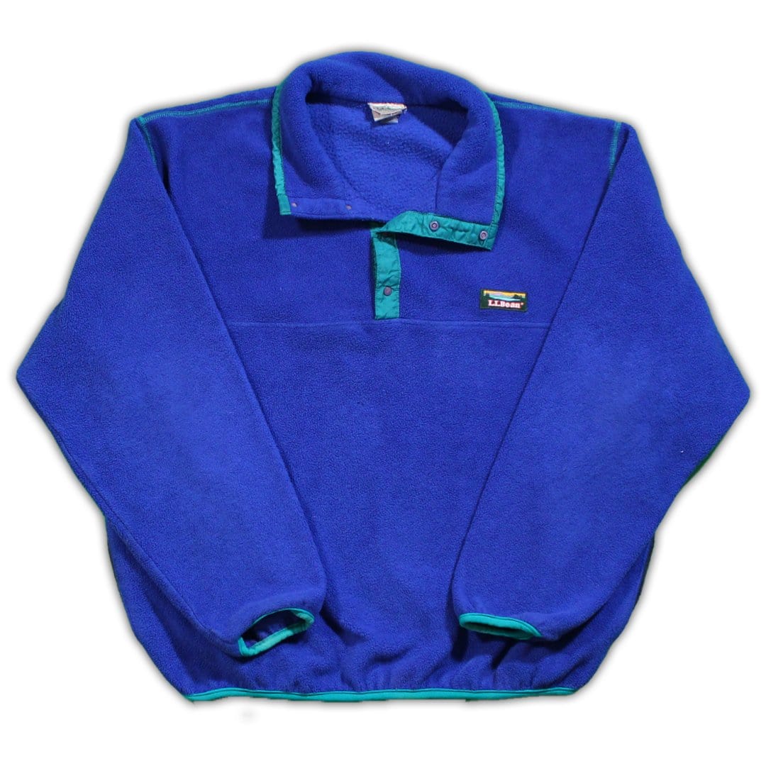 Vintage Blue LL Bean ¼ Button Fleece Sweater | Rebalance Vintage.