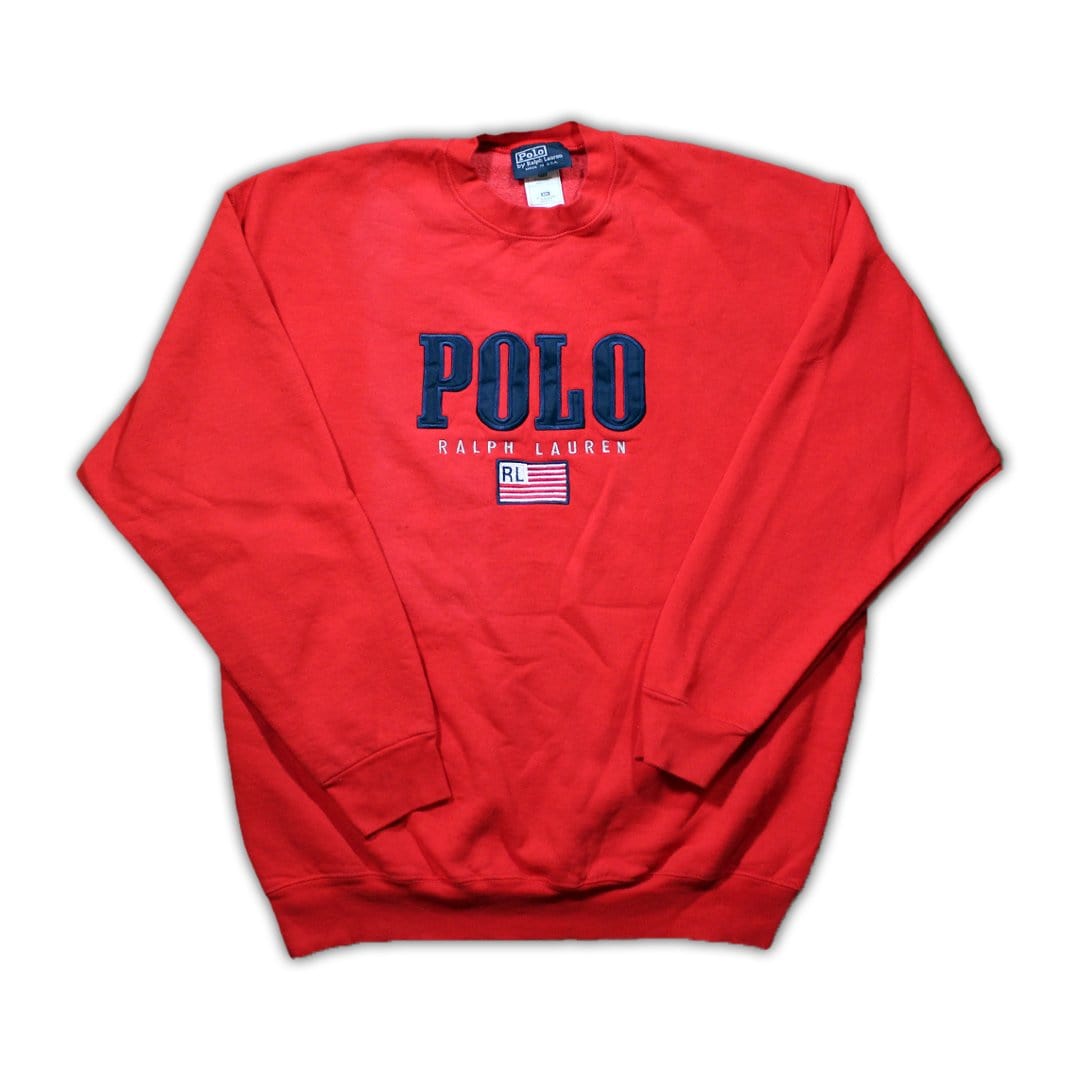 Vintage Red Polo RL American Flag Crewneck | Rebalance Vintage.