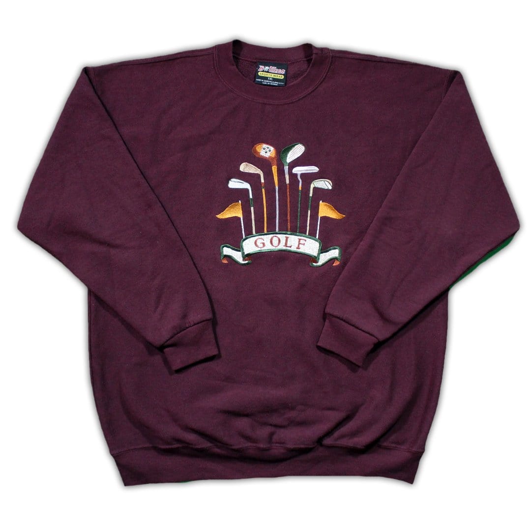 Vintage Maroon Golf Clubs Crewneck | Rebalance Vintage.