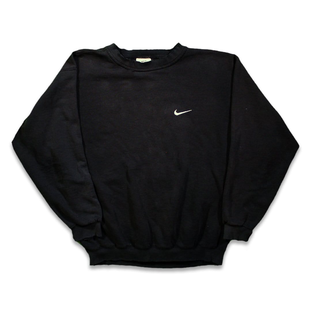 Vintage 90s Black Nike Check Essentials Crewneck | Rebalance Vintage.