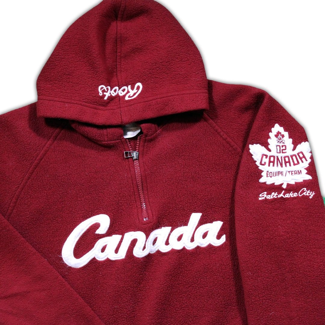 Vintage '02 Roots Canada Fleece 1/4 Zip Hoodie | Rebalance Vintage.