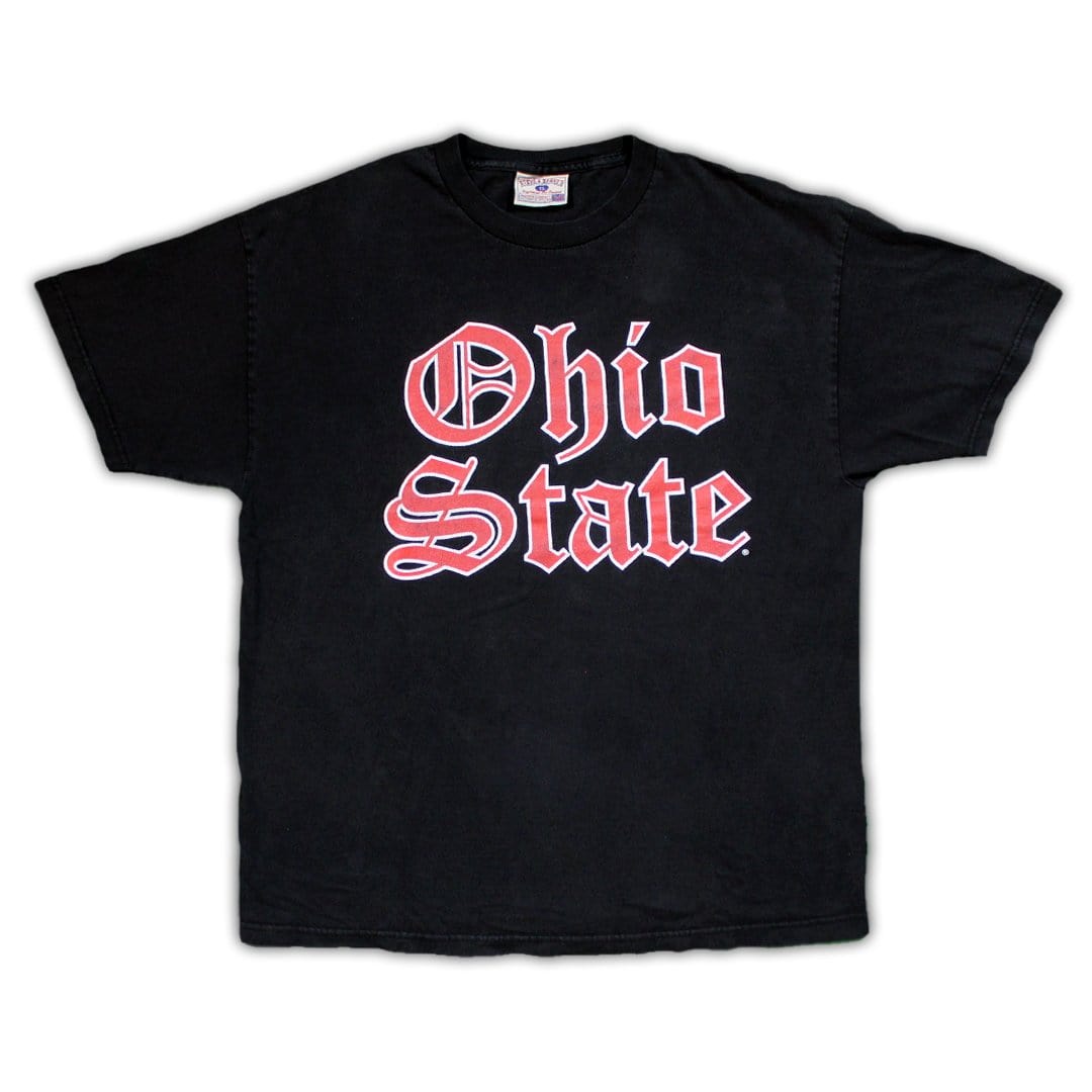 Vintage Black Ohio State Medieval Spell Out Tee | Rebalance Vintage.