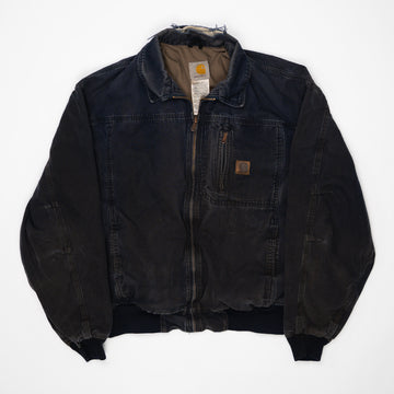 Vintage Dark Blue Carhartt Zip Up Bomber Jacket (M/L) | Rebalance Vintage.