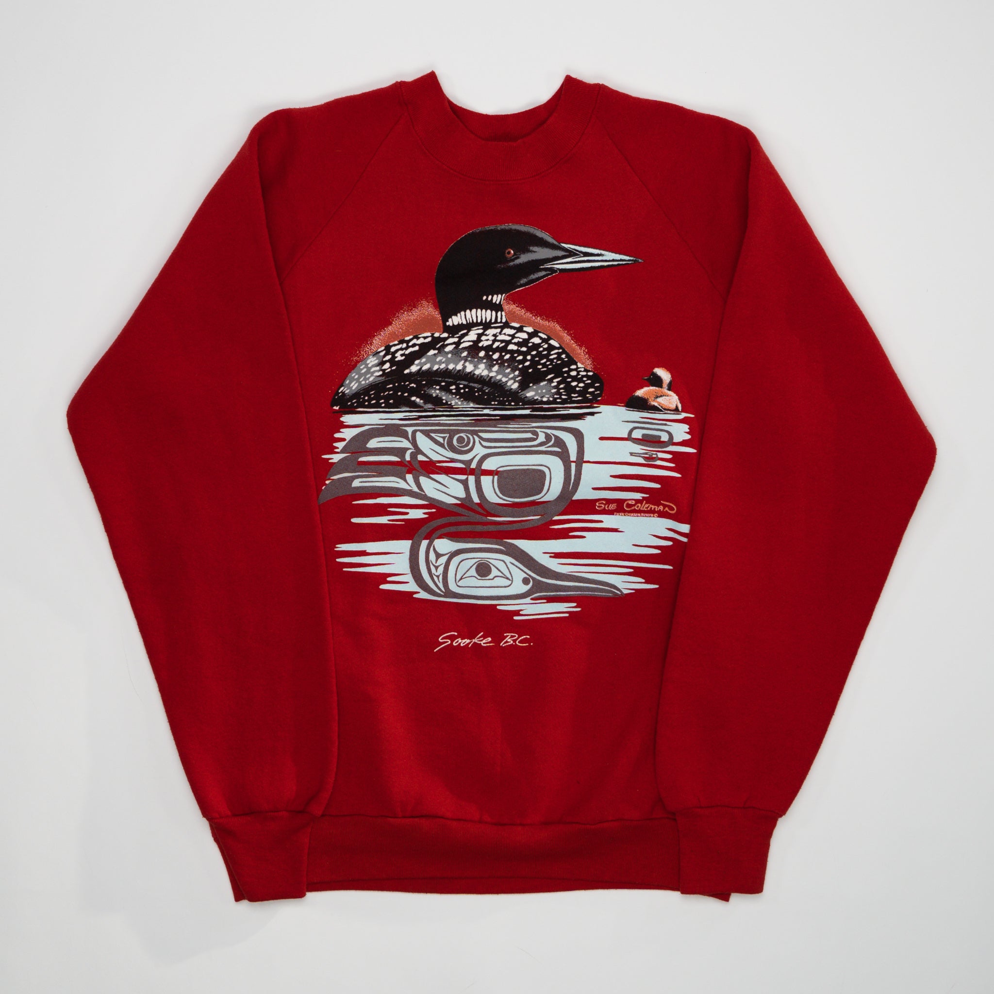 Vintage Red Sooke BC Duck Crewneck (M) | Rebalance Vintage.