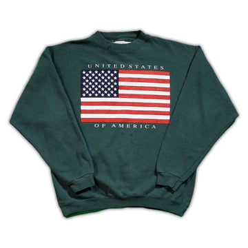 Vintage Forest Green United States of America Crewneck | Rebalance Vintage.