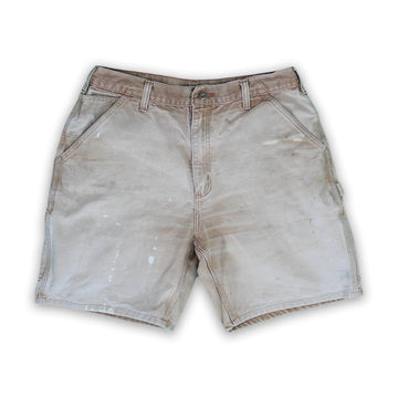 Vintage Beige Carhartt Paint Splash Cargo Shorts (34) | Rebalance Vintage.