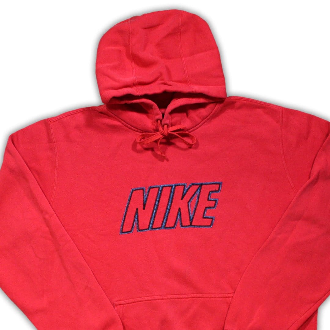 Vintage Red Nike Block Letter Hoodie | Rebalance Vintage.