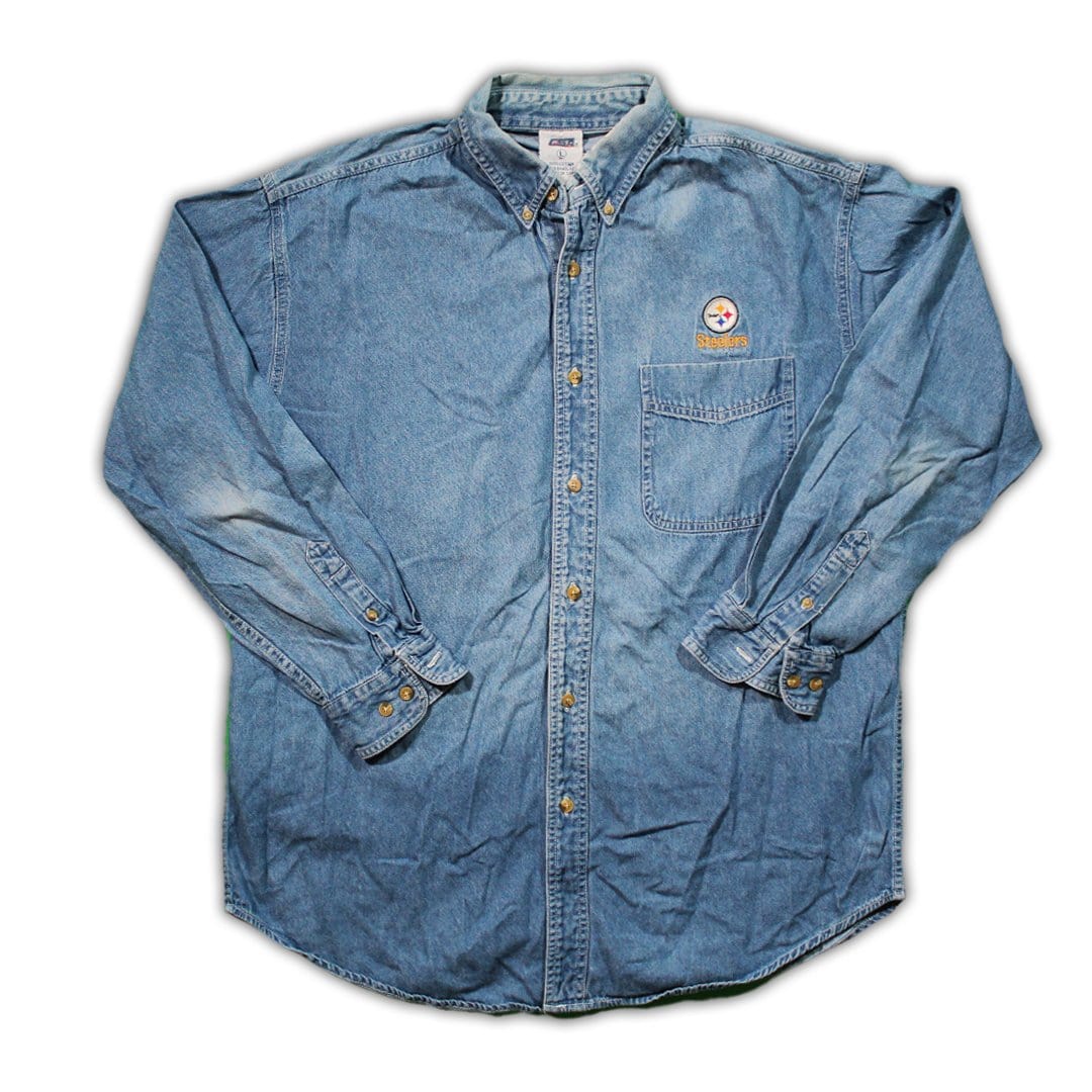 Vintage 90s Steelers Jean Button Up | Rebalance Vintage.