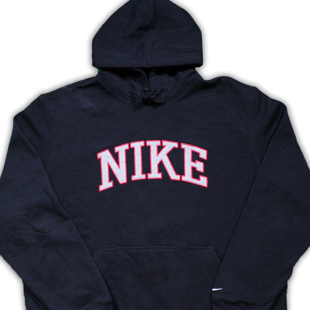 Vintage Black + Red Nike Block Letter Hoodie | Rebalance Vintage.