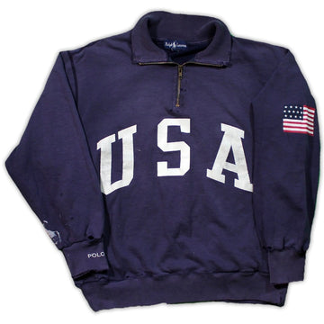 Vintage Polo USA Spell Out 1/4 Zip Sweater | Rebalance Vintage.