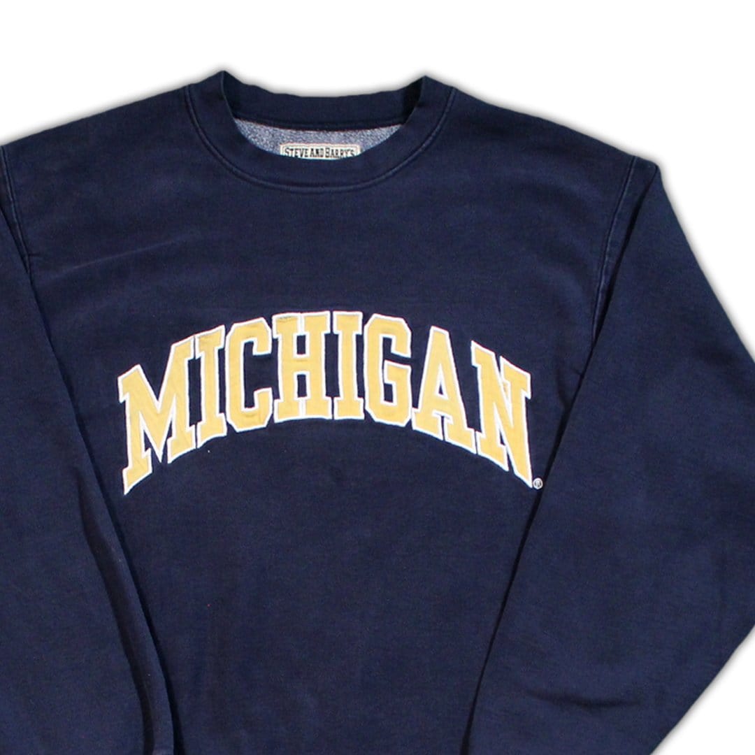 Vintage Blue + Yellow Michigan Spell Out Crewneck | Rebalance Vintage.