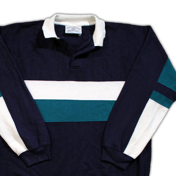 Vintage 90s Blue Tricolor Collared Sweater | Rebalance Vintage.