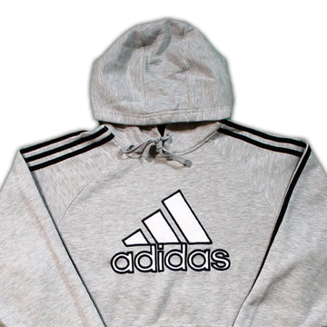 Vintage Grey Adidas Striped Hoodie | Rebalance Vintage.