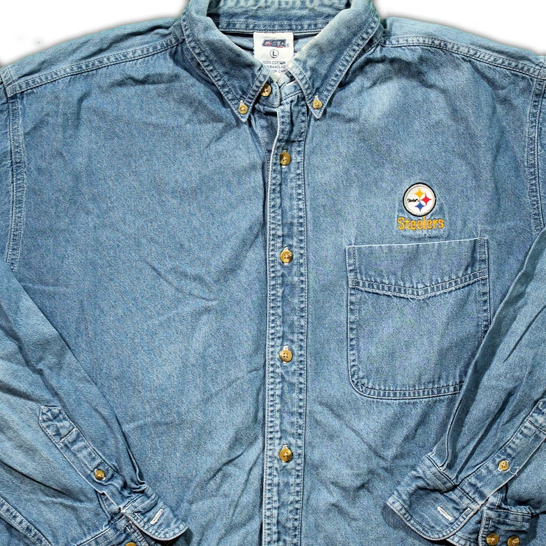 Vintage 90s Steelers Jean Button Up | Rebalance Vintage.