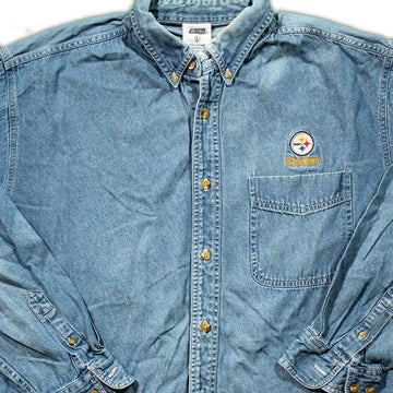 Vintage 90s Steelers Jean Button Up | Rebalance Vintage.